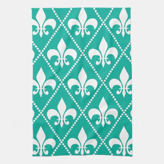 Linge De Cuisine Aqua Fleur de Lis (Vertical)