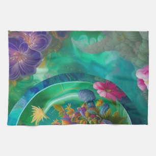 Linge De Cuisine Aqua Floral Jardin sous-marin Abstrait