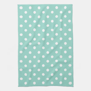 Linge De Cuisine Aqua frais et point de polka blanc