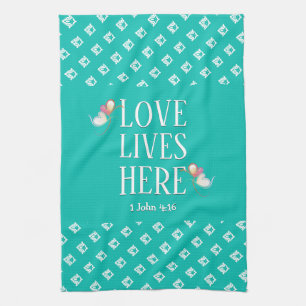 Linge De Cuisine Aqua L'AMOUR VIT ICI Personnalisable avec styl