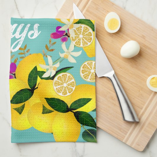 Linge De Cuisine Aqua Lemon Days (Quart Plié)