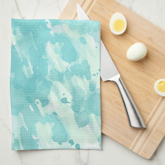Linge De Cuisine Aqua Mint Abstrait (Quart Plié)