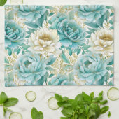 Linge De Cuisine Aqua Mint Blanc Floral (Plié)
