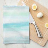 Linge De Cuisine Aqua Mint Bleu Aquarelle Blancs (Quart Plié)