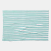 Linge De Cuisine Aqua + Rayure Blanche Chef (Horizontal)