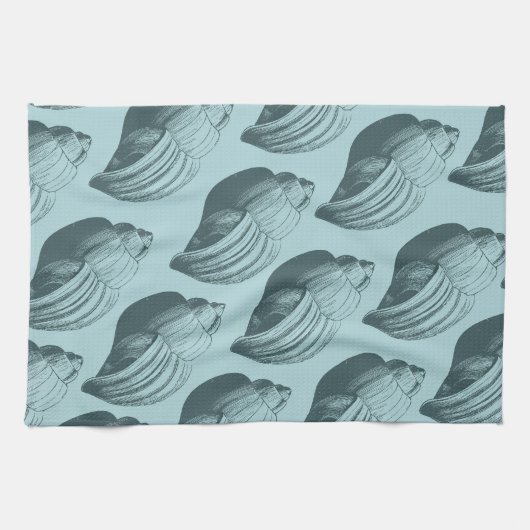 Linge De Cuisine Aqua Turquoise Blue Sea Shells (Horizontal)
