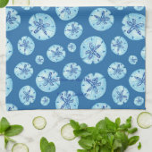 Linge De Cuisine Aqua-turquoise sable bleu dollar aquarelle personn (Plié)