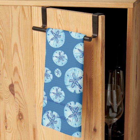 Linge De Cuisine Aqua-turquoise sable bleu dollar aquarelle personn (Pliage en tiers)