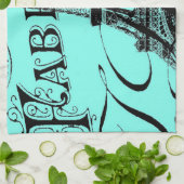 Linge De Cuisine aqua turquoise scripts turquoises Paris Tour Eiffe (Plié)