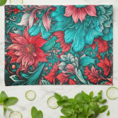 Linge De Cuisine Aqua, Turquoise, Turquoise et Gris (Plié)