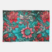 Linge De Cuisine Aqua, Turquoise, Turquoise et Gris (Horizontal)