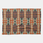 Linge De Cuisine Aqua Turquoise Vert Orange Taupe Beige Tribal Art (Horizontal)
