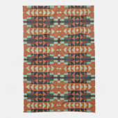 Linge De Cuisine Aqua Turquoise Vert Orange Taupe Beige Tribal Art (Vertical)