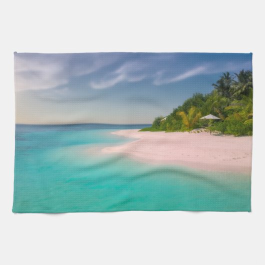 Linge De Cuisine Aquamarine Ocean Tropical Beach Scenic Photo (Horizontal)