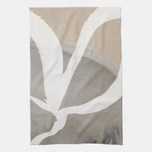 Linge De Cuisine Aquarelle Abstraite gris et blanc beige