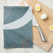 Linge De Cuisine Aquarelle Abstraite gris et blanc turquoise (Quart Plié)