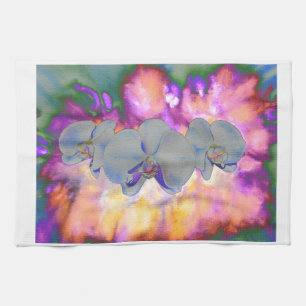 Linge De Cuisine Aquarelle Abstraite orchidées tropicales