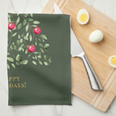 Linge De Cuisine Aquarelle Arbre de Noël Feuillage vert (Quart Plié)