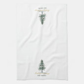 Linge De Cuisine Aquarelle Arbre de Noël Nom de famille (Vertical)