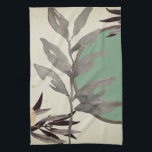 Linge De Cuisine Aquarelle artistique de la menthe Feuilles<br><div class="desc">Élégante serviette de cuisine avec un imprimé botanique d'aquarelle artistique dans une palette vert menthe et gris avec une feuille d'aquarelle zen et une composition géométrique en cercle avec des tons vert menthe et gris avec des accents noir et or sur un arrière - plan beige lin. Ajoutez une touche...</div>