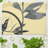 Linge De Cuisine Aquarelle artistique jaune et gris Feuilles (Plié)