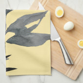 Linge De Cuisine Aquarelle artistique jaune et gris Feuilles (Quart Plié)