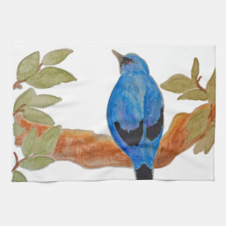 Linge De Cuisine Aquarelle artistique Oiseau bleu Cuckooshrike
