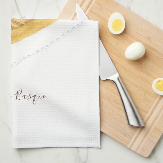 Linge De Cuisine Aquarelle basque de Gâteau (Quart Plié)