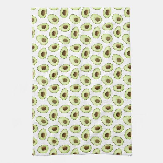 Linge De Cuisine Aquarelle blanc Avocado (Vertical)