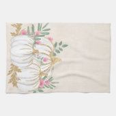 Linge De Cuisine Aquarelle blanche et Citrouille or (Horizontal)
