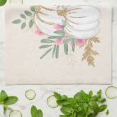 Linge De Cuisine Aquarelle blanche et Citrouille or (Plié)