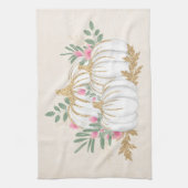 Linge De Cuisine Aquarelle blanche et Citrouille or (Vertical)