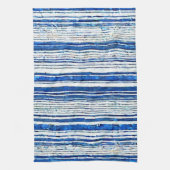 Linge De Cuisine Aquarelle bleu blanc rayé moderne (Vertical)
