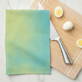 Linge De Cuisine Aquarelle bleu et vert (Quart Plié)