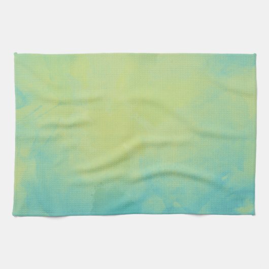 Linge De Cuisine Aquarelle bleu et vert (Horizontal)