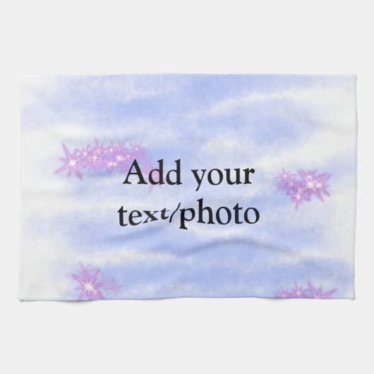 Linge De Cuisine Aquarelle bleu simple ajouter votre nom de texte (Horizontal)