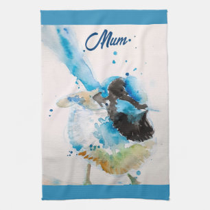 Linge De Cuisine Aquarelle bleu Wren Wrens Turquoise bleu australie