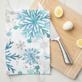 Linge De Cuisine Aquarelle Blue & Silver Parties scintillant Winter (Quart Plié)