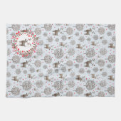 Linge De Cuisine Aquarelle Bois Reindeer Motif Pastel Blue (Horizontal)