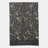 Linge De Cuisine Aquarelle botanique floral moody noir moderne (Vertical)