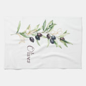 Linge De Cuisine Aquarelle Botanique Olive Branch Tea Towa (Horizontal)