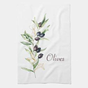 Linge De Cuisine Aquarelle Botanique Olive Branch Tea Towa