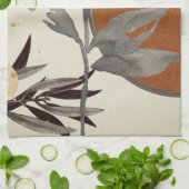 Linge De Cuisine Aquarelle Botanique Orange (Plié)