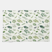 Linge De Cuisine Aquarelle botanique verte Eucalyptus Fern (Horizontal)