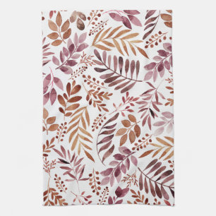 Linge De Cuisine Aquarelle Bourgogne Russe Feuille 