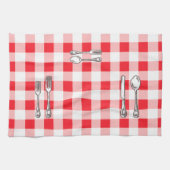 Linge De Cuisine Aquarelle carreaux rouges (Horizontal)