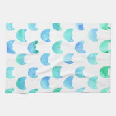 Linge De Cuisine Aquarelle Chat plan bleu vert (Horizontal)