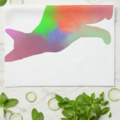 Linge De Cuisine Aquarelle Chat Silhouette (Plié)