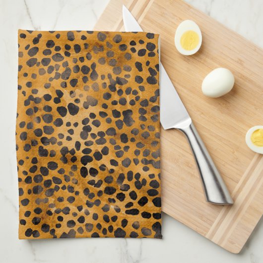 Linge De Cuisine Aquarelle Cheetah Print (Quart Plié)