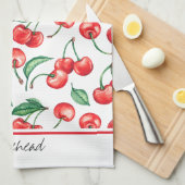 Linge De Cuisine Aquarelle Cherry Monogram (Quart Plié)